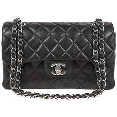 Chanel Black Lambskin Classic Double Flap Shoulder Bag- Medium 6