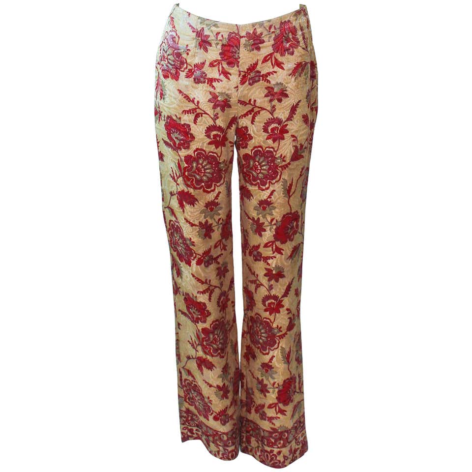 Valentino Silk Floral Ruffle Tiered Pants at 1stDibs
