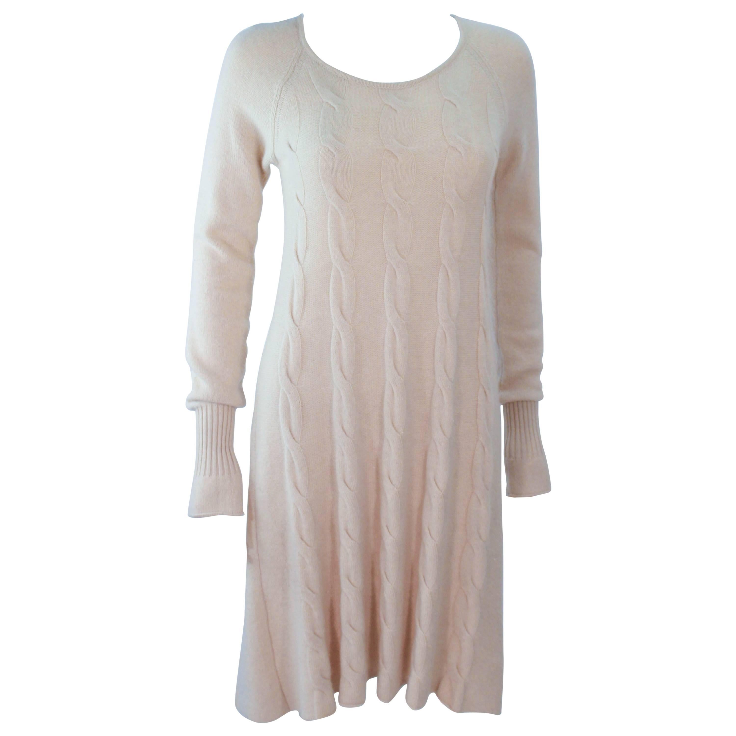 KRIZIA Cream Cashmere Knit Dress Size 42 For Sale