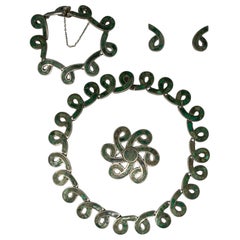 Los Castillo Sterling Silver Necklace, Bracelet, Brooch and Earring Set