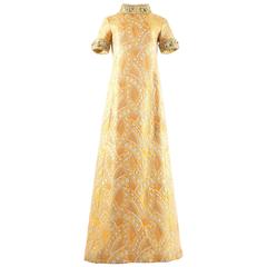 Bellvile Sassoon 1968 A-line brocade embellished evening dress