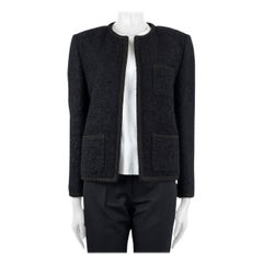 CELINE giacca in lana e mohair nera 2020 CHASSEUR OPEN TWEED 34 XXS