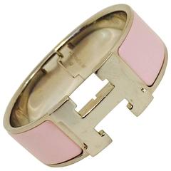 Hermes Enamel Palladium Pink Clic Clac H Bracelet PM