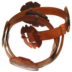 Used Unusual Concho Belt with Figural Copper Conchos