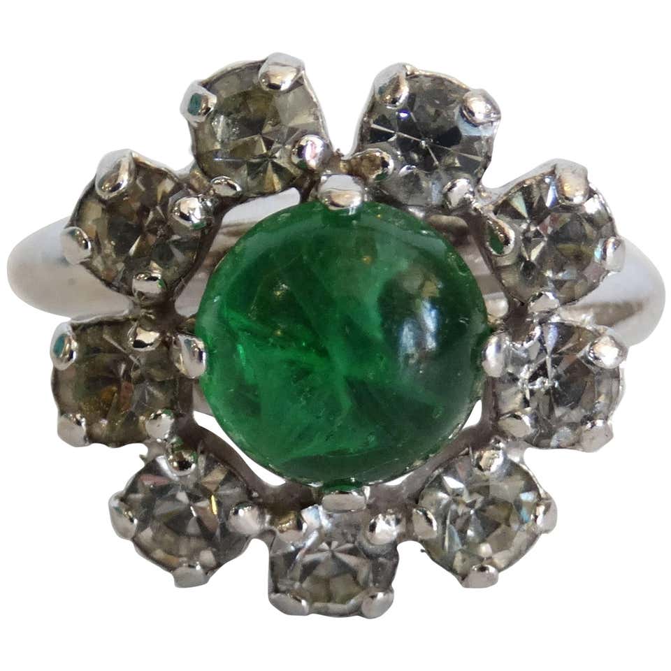 1960s Christian Dior Diamanté And Emerald Cocktail Ring at 1stDibs ...