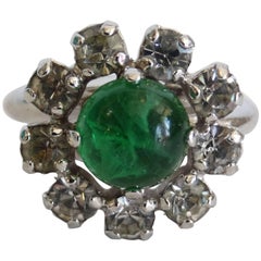1960s Christian Dior Diamanté And Emerald Cocktail Ring 