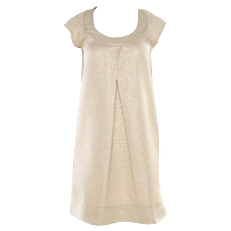 Diane Von Furstenberg Gold Jacquard Inverted Pleat Detail Ayuka Dress S