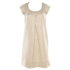 Diane Von Furstenberg Gold Jacquard Inverted Pleat Detail Ayuka Dress S