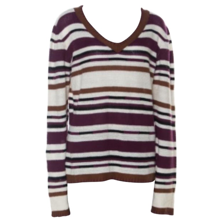 John Galliano Pull en maille crochet rayé multicolore L en vente