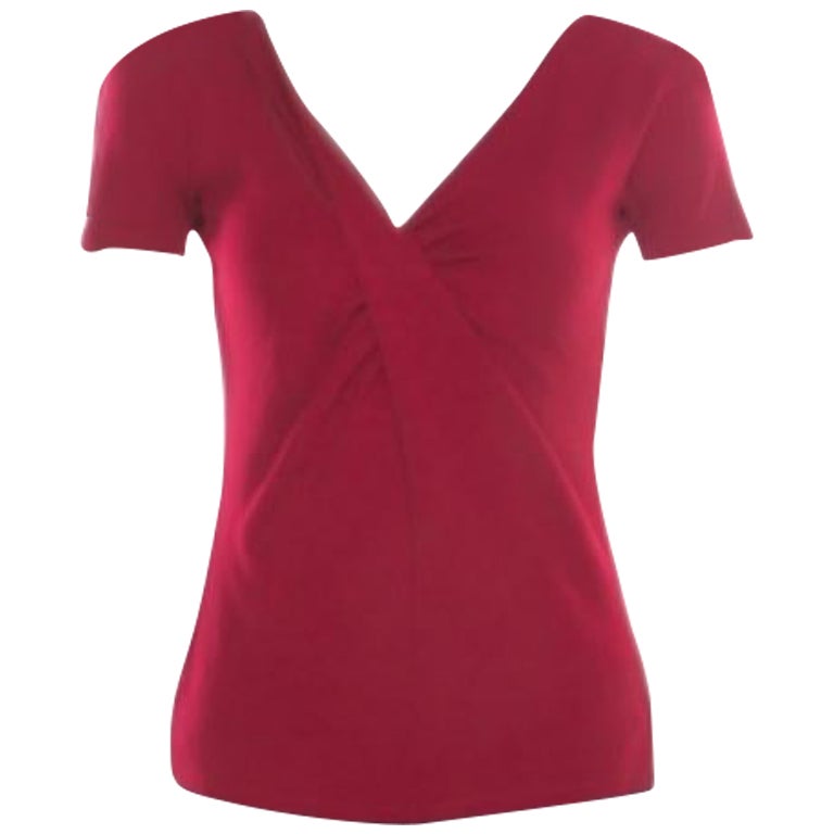 Emporio Armani Red Twist Front Detail Short Sleeve Top S en vente