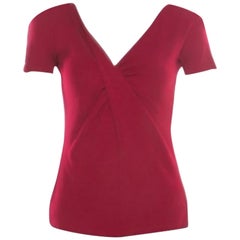 Emporio Armani Red Twist Front Detail Short Sleeve Top S