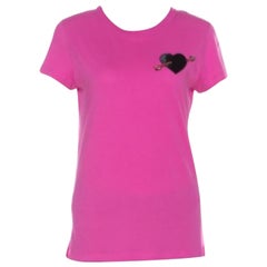 Valentino Pink Cotton Heart Applique T Shirt S