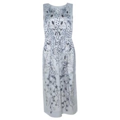 Matthew Williamson Grey Floral Print Cotton Blend Sleeveless Dress M