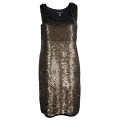Diane von Furstenberg Gold Sequin Embellished Sleeveless Chika Dress M