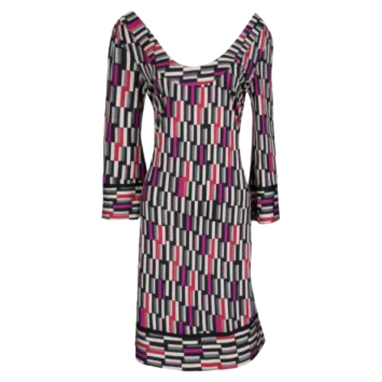Diane Von Furstenberg Mehrfarbig bedrucktes Aggie-Shiftkleid aus Seidenjersey mit Aggie-Druck M im Angebot