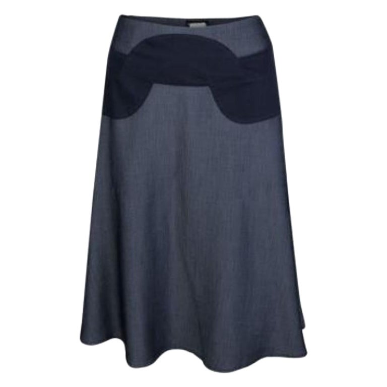 Emporio Armani Indigo Contrast Waist Panel Detail A-line Skirt M im Angebot