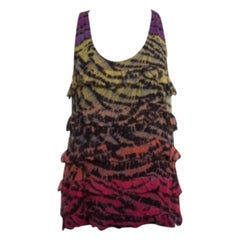 Diane Von Furstenberg Multicolor Printed Silk Ruffled Tiered Pitonesa Top M