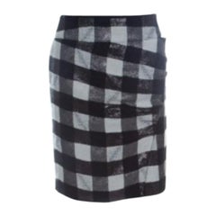 Emporio Armani Monochrome Checkered Lurex Knit  Pencil Skirt S