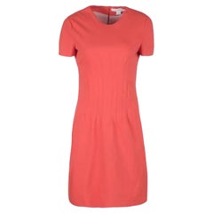 Diane Von Furstenberg Atomic Orange Fitted Short Sleeve Yazmine Dress S