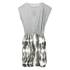 Faith Connexion Further Grey Jersey Blouson Bodice Feather Print Pencil Dress XS