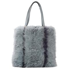 Blue Tod's Monogolian Fur Tote Bag 9