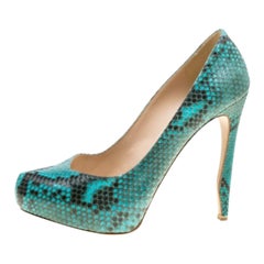 Nicholas Kirkwood Two Tone Python Leather Platform Pumps Size 38