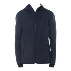 Mulberry Navy Blue Quilted Zip Front Hooded Jacket L