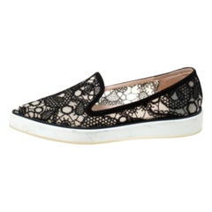Nicholas Kirkwood Black Lace Alona Pointed Toe Platform Loafers Size 36