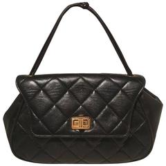 Chanel Rare Vintage Quilted Black Leather Top Flap Classic Handbag 8