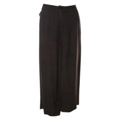 Kenzo Dark Brown Stretch Wool Pleated Culottes M