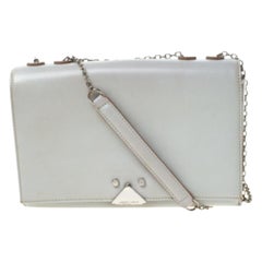 Emporio Armani Grey Leather Double Chain Shoulder Bag