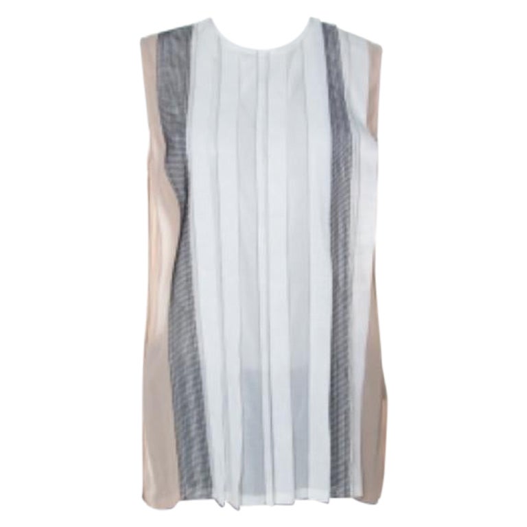 Bottega Veneta White Cotton Panelled Sleeveless Top S in vendita