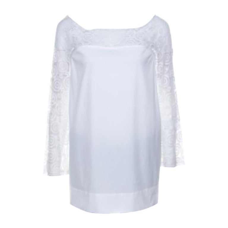 Philosophy di Alberta Ferretti Off White Cotton Lace Detail Top L im Angebot