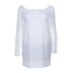 Philosophy di Alberta Ferretti Off White Cotton Lace Detail Top L