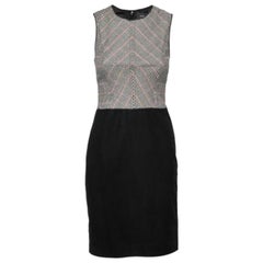 Derek Lam Houndstooth Bodice Colorblock Sleeveless Wool Dress S