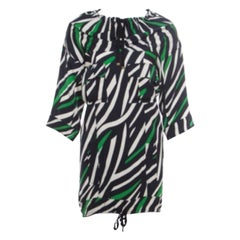 Diane Von Furstenberg Multicolor Striped Silk Tie Detail Kangou Tunic S