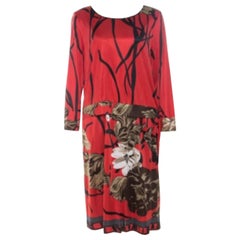 Elie Tahari Red Printed Jersey Layered Dress L