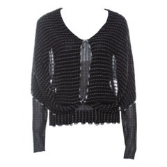 Roland Mouret Black Alpaca Weave Knit Charp Cape Overlay Top M