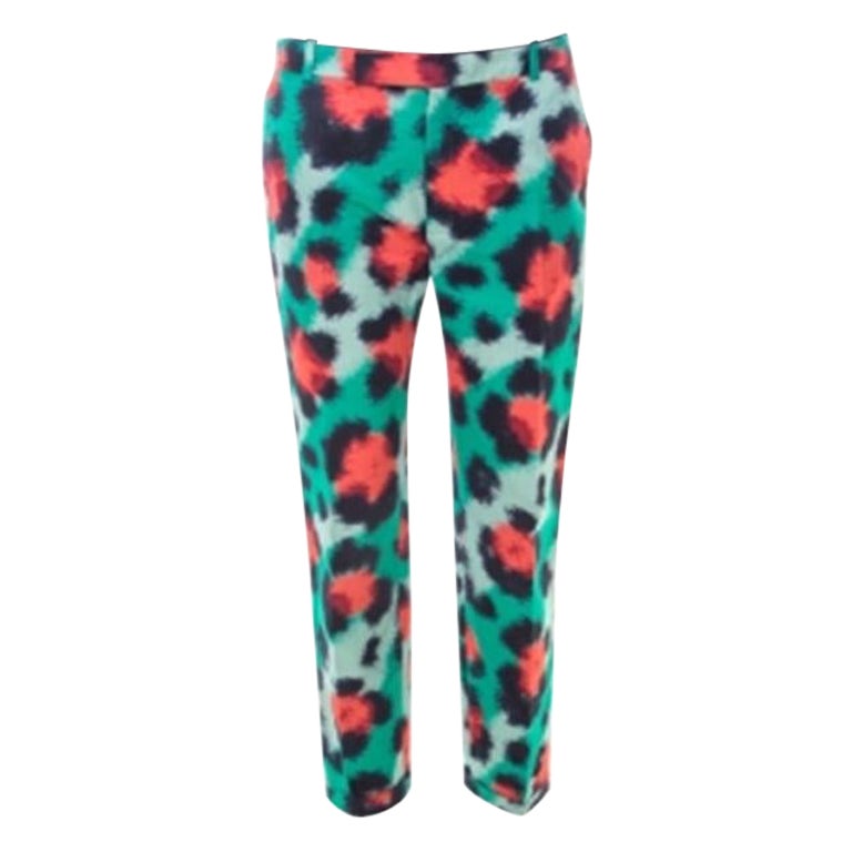 Kenzo, pantaloni affusolati in misto cotone con stampa scarabocchi multicolore M. I. in vendita