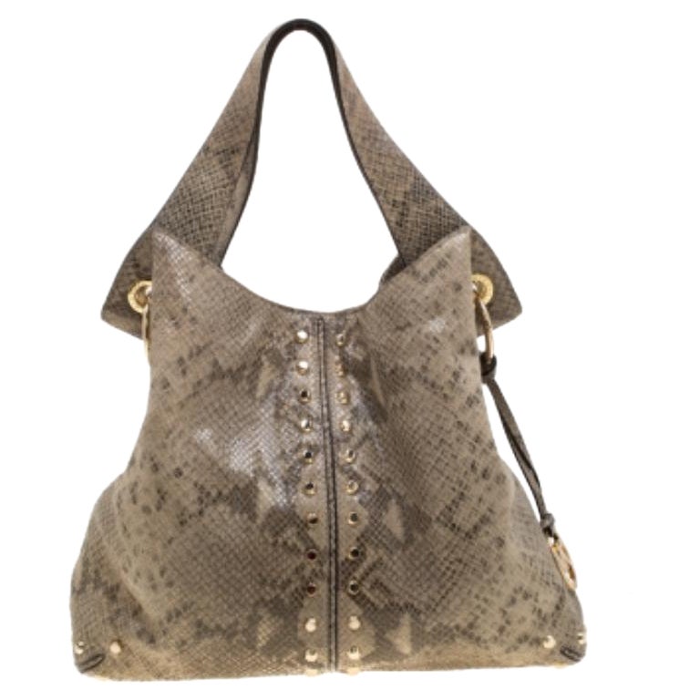 Michael Kors - Borsa Astor in pelle goffrata di pitone verde oliva in vendita