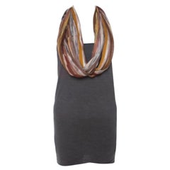 Missoni Grey Jersey Cowl Neck Detail Noodle Strap Top M