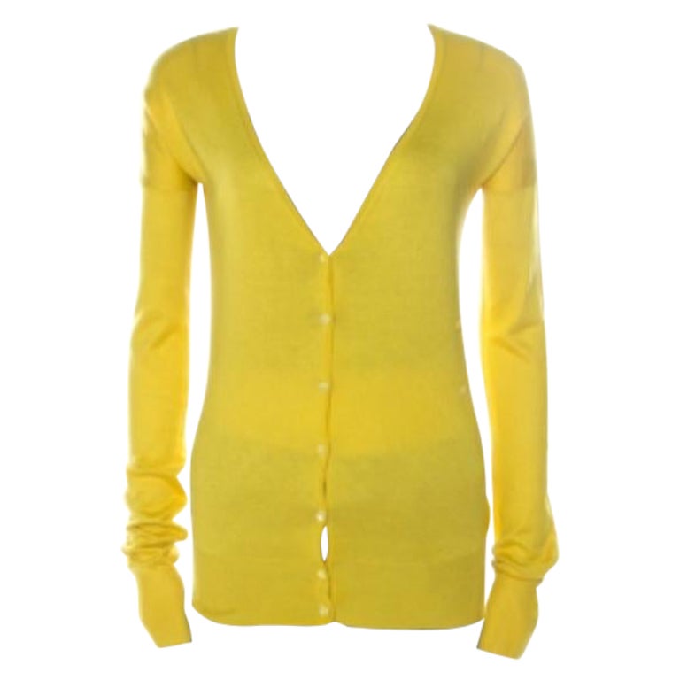Joseph Yellow Silk Blend Knit Button Front Cardigan S