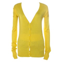 Joseph Yellow Silk Blend Knit Button Front Cardigan S