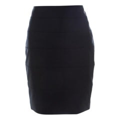 Escada Navy Blue Stretch Crepe Panelled Pencil Skirt M
