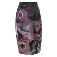 Escada Multicolor Floral Print Knee Length Sheath Skirt M