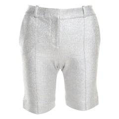 Diane von Furstenberg Metallic Silver Silk Lined New Boymuda Shorts S