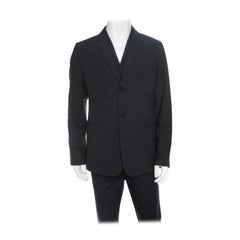 Emporio Armani Grey Textured Wool Double Lapel Blazer XXL