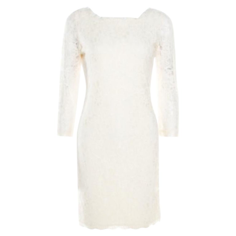 Diane Von Furstenberg - Robe crème à manches longues en dentelle Zarita S en vente