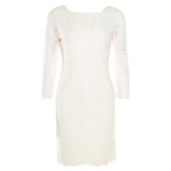 Diane Von Furstenberg Cream Long Sleeve Zarita Lace Dress S
