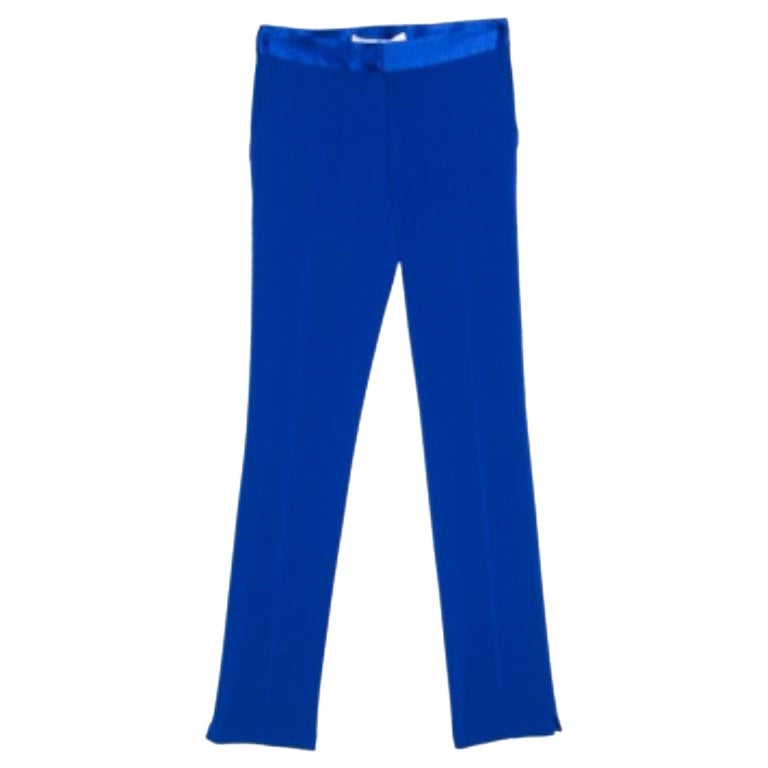 Diane von Furstenberg - Pantaloni lunghi in crepe blu cobalto XS in vendita